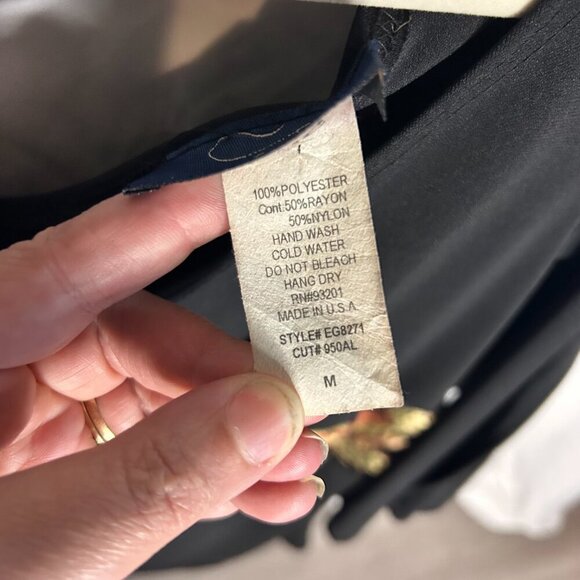 Vintage RAG Cold Shoulder Black Dress with Brocade Detail – M Made In USA 🇺🇸 - Picture 7 of 7